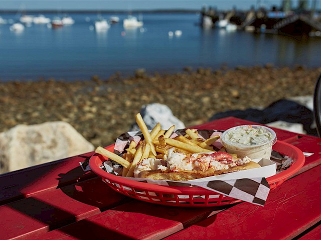 lobster roll on the beach