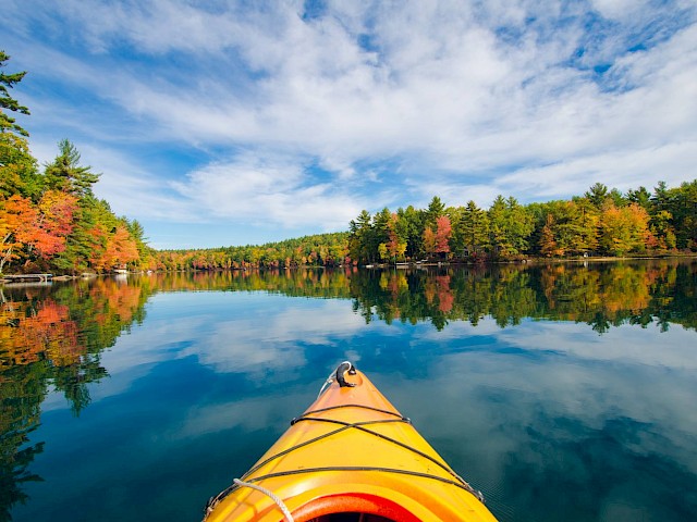 kayaking on a pond
